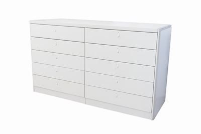 Cassettiera Legno Laccato Bianco con 10 Cassetti sul Fronte