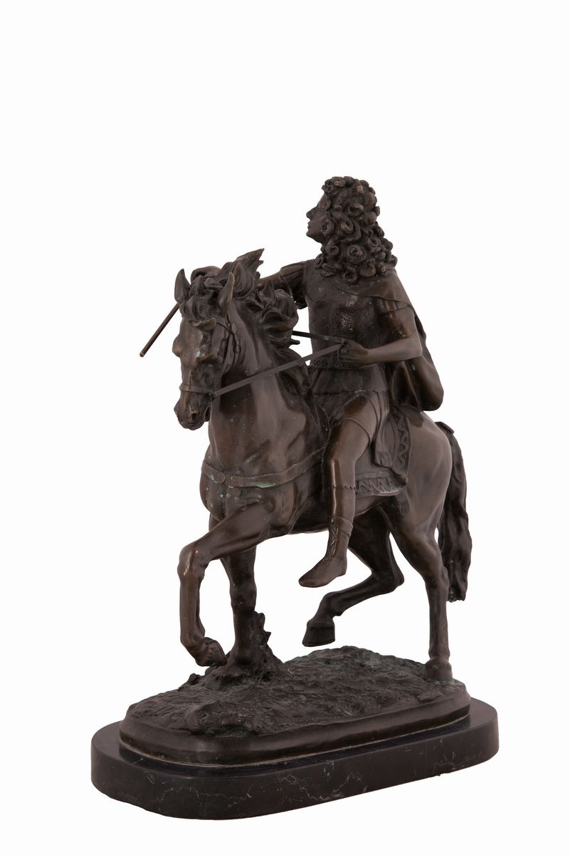 Francois Girardon - Scultura in Bronzo Raffigurante Luigi XIV a Cavallo
