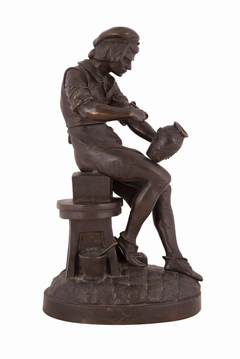 Edouard Drouot - Scultura in Bronzo Raffigurante Maestro Vasaio