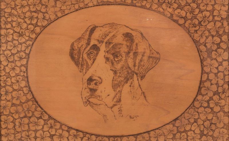 Tarsia in Legno Raffigurante Cane