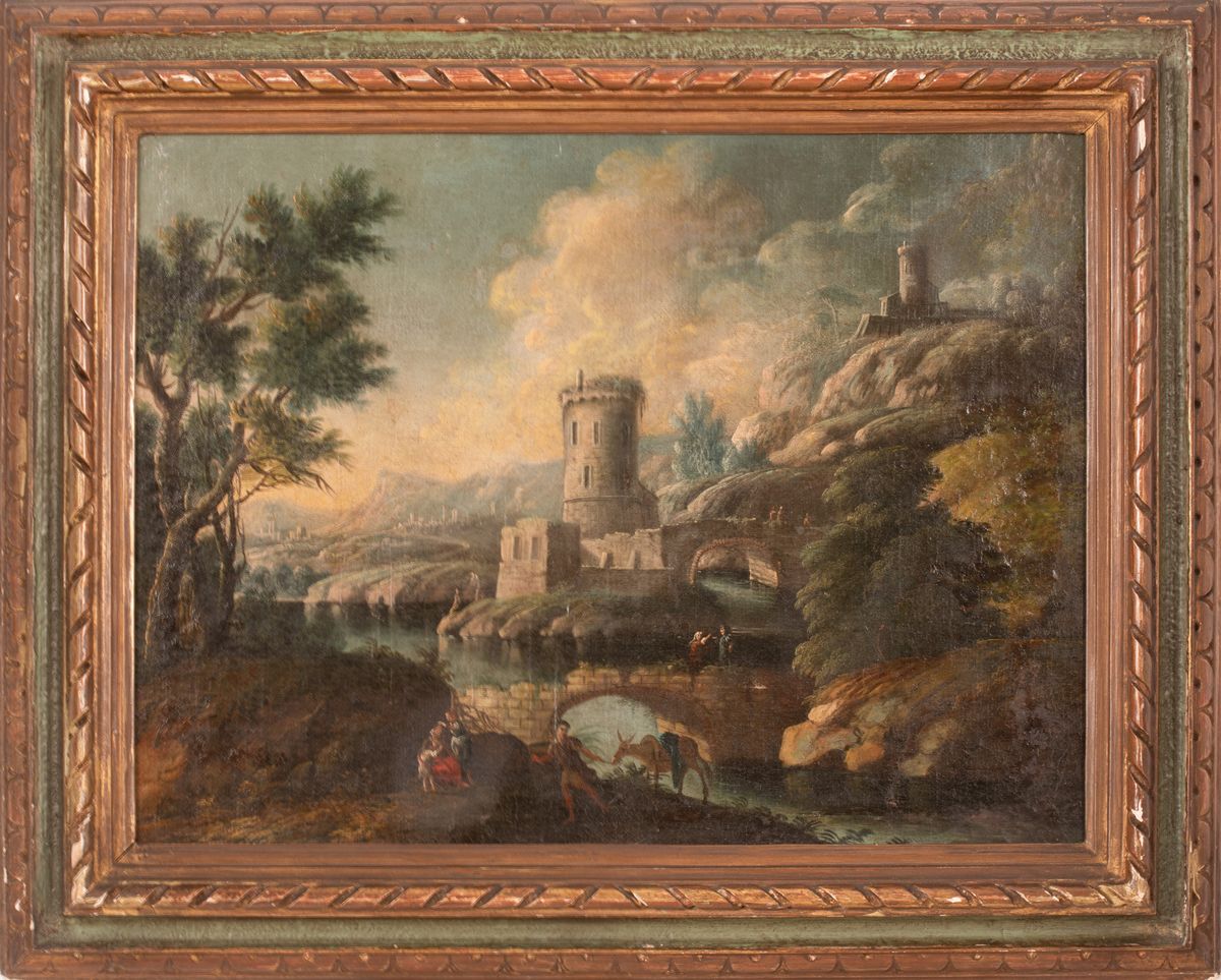 Anonimo del XVIII Secolo - Paesaggio Fluviale con Castello