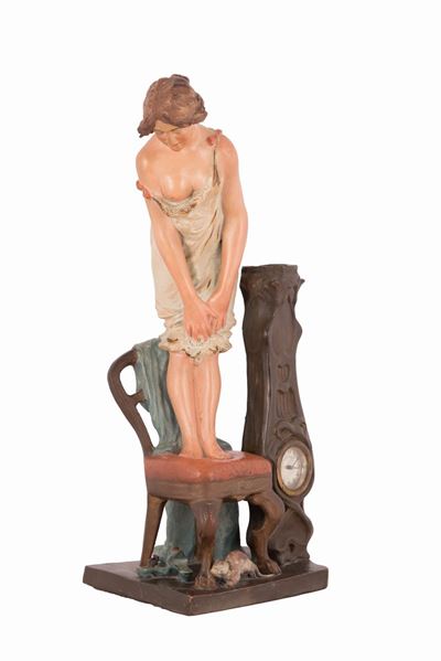 Scultura in Terracotta con Orologio