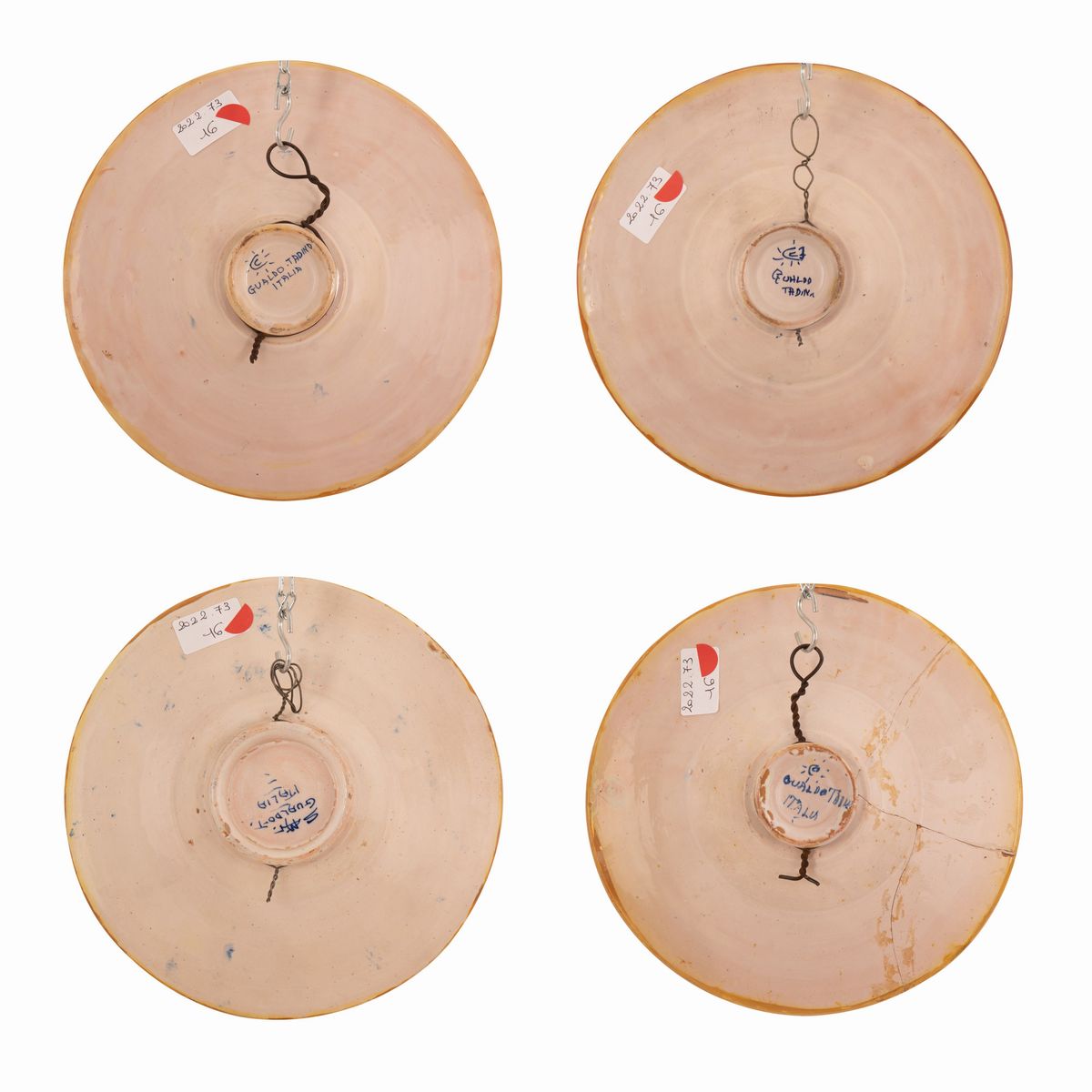 4 Piatti in Maiolica a Lustro Gualdo Tadino Raffigurante Imperatori