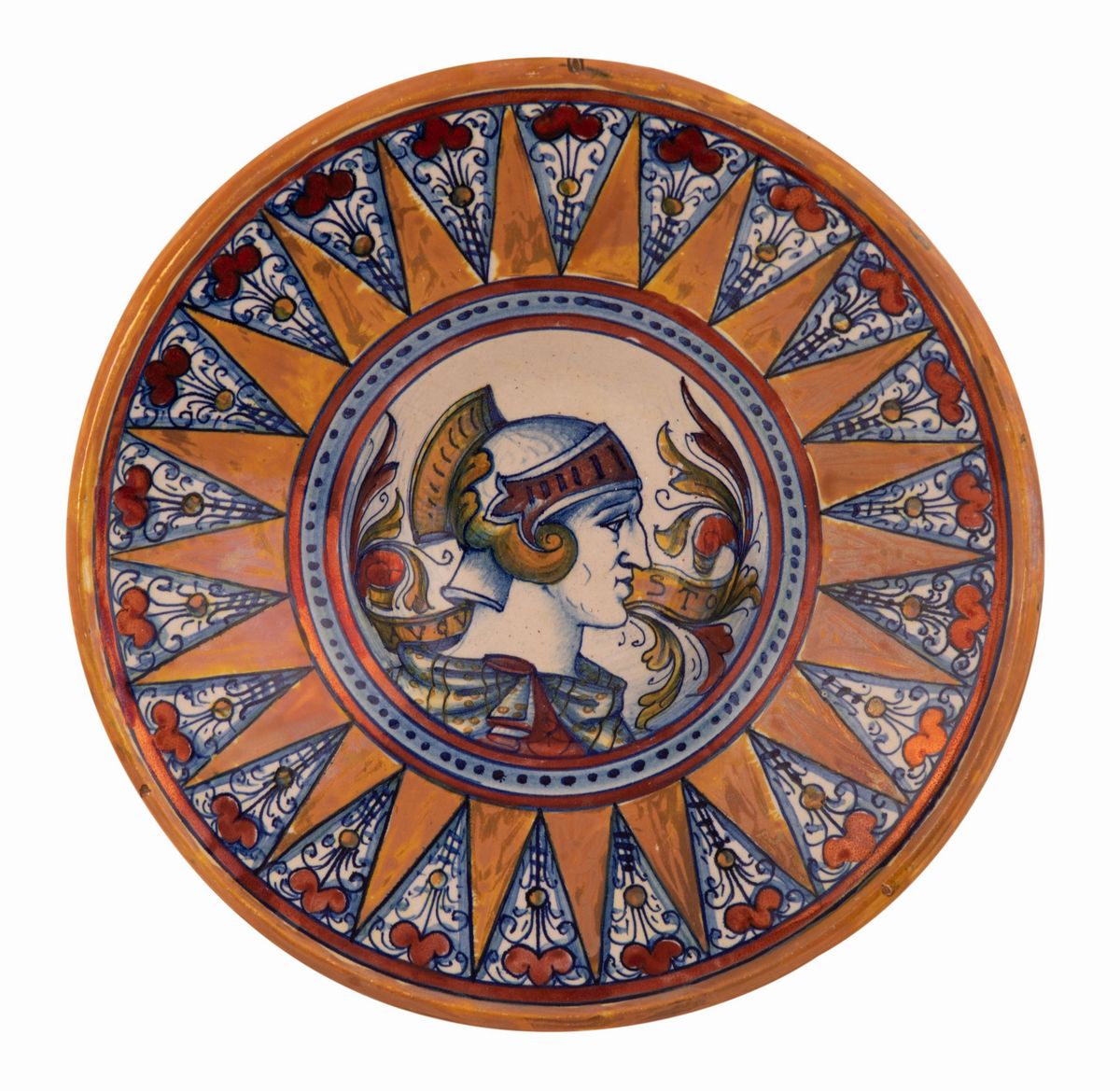 4 Piatti in Maiolica a Lustro Gualdo Tadino Raffigurante Imperatori