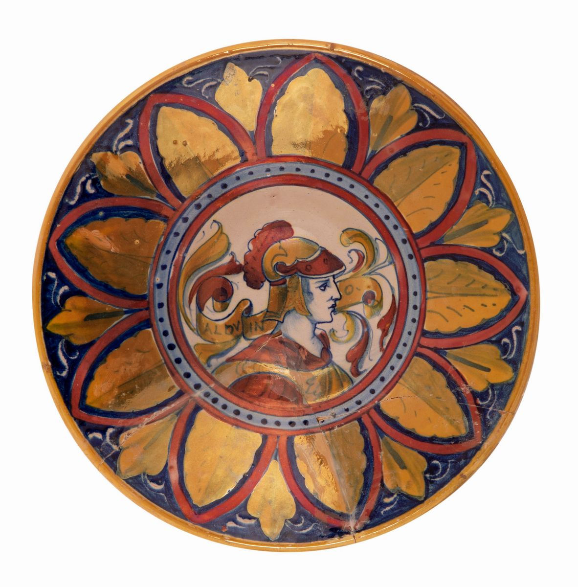 4 Piatti in Maiolica a Lustro Gualdo Tadino Raffigurante Imperatori