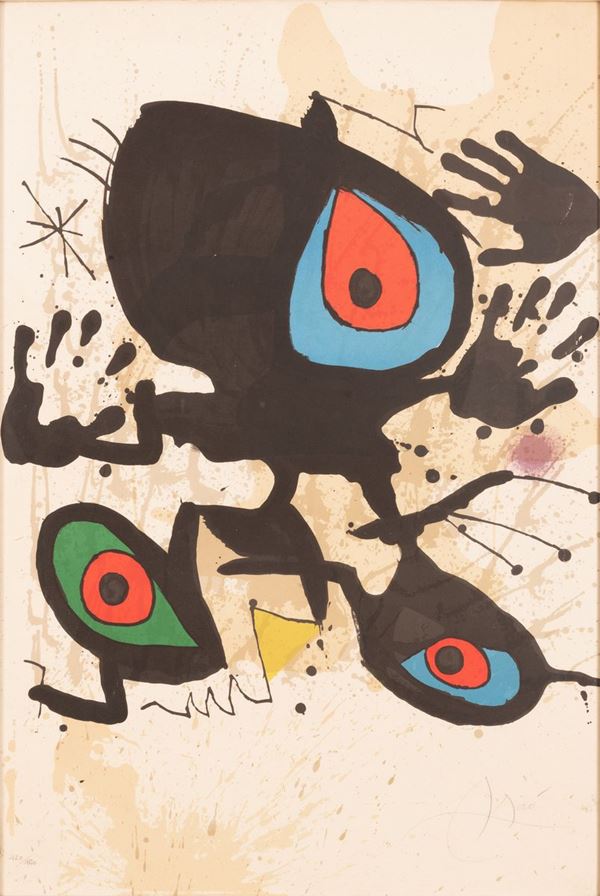 Joan Mir&#242; - Avant  la lettre per il manifesto della mostra "omaggio a Mirò" del 1973