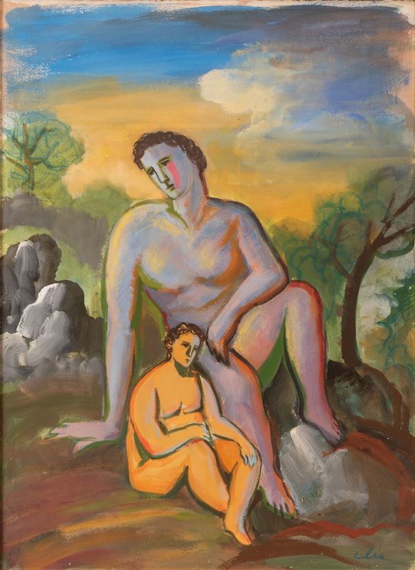 Sandro Chia - Due figure tra le rocce