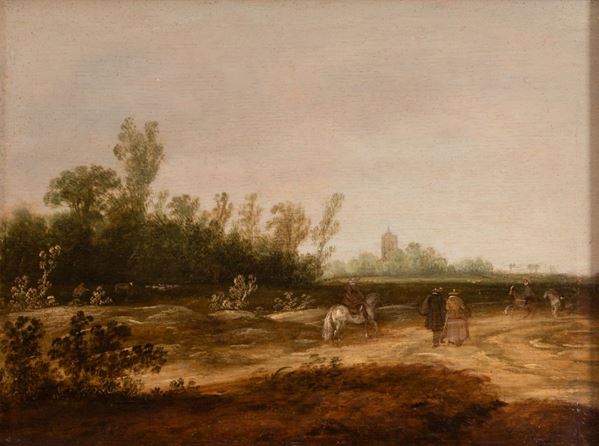 Pieter  de Neyn - Paesaggio con figure a cavallo