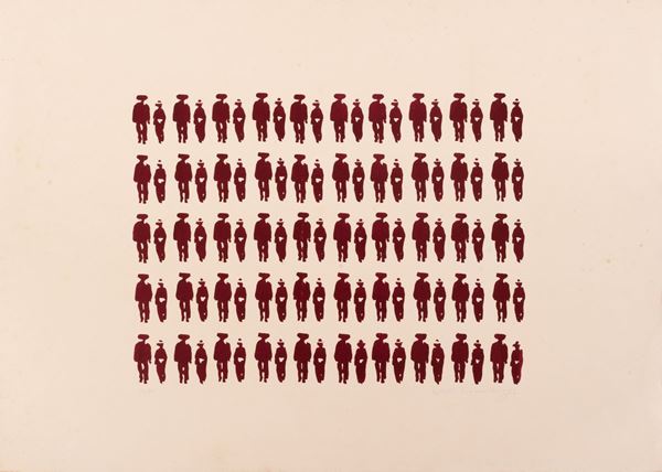 Anonimo del XX secolo : Figure in serie  (1973)  - Litografia - Asta Asta di Arte Moderna e Contemporanea - Gliubich Casa d'Aste