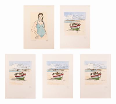 Lotto di 5 Serigrafie