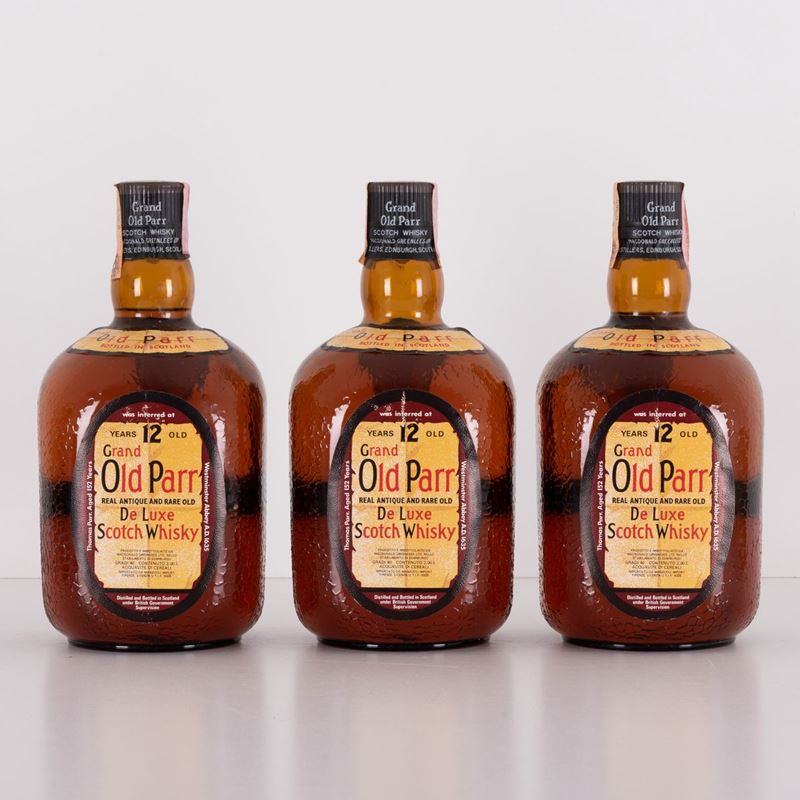 Lotto di 3 Bottiglie Grand Old Parr Deluxe Schotch Whiskey Macdonald Greenlees Ltd
