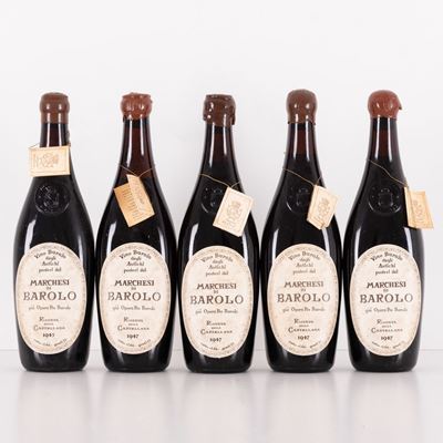 Lotto di 5 Bottiglie Marchesi di Barolo Già Opere Pia Barolo Riserva Castellana