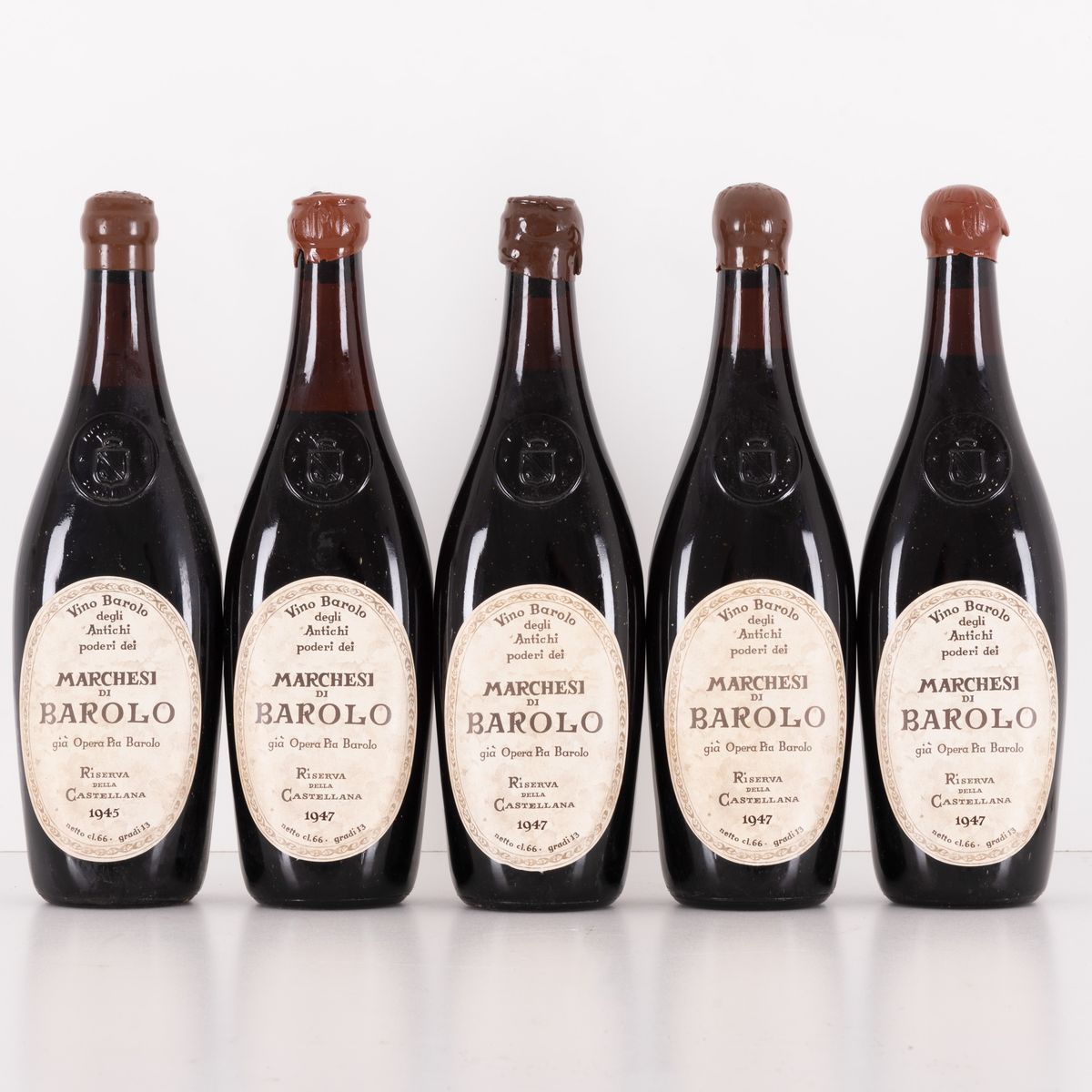 Lotto di 5 Bottiglie Marchesi di Barolo Già Opere Pia Barolo Riserva Castellana