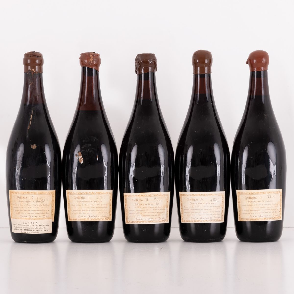 Lotto di 5 Bottiglie Marchesi di Barolo Già Opere Pia Barolo Riserva Castellana