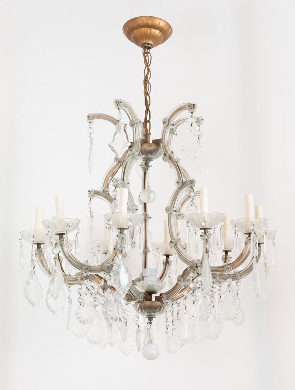 Lampadario in vetro e cristallo a 10 luci "Maria Teresa"  - Asta Asta di Arredi e Dipinti Antichi, Argenti e Design - Gliubich Casa d'Aste