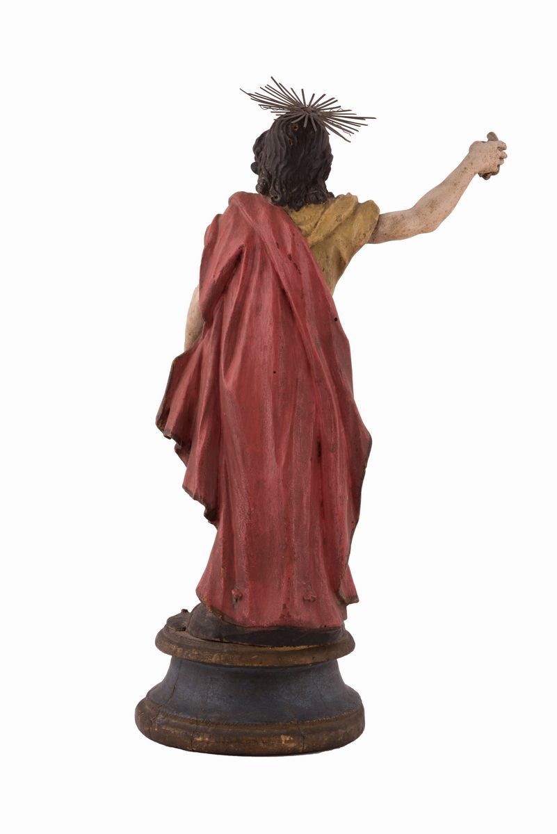 Scultura San Giovanni Battista in Legno Dipinto