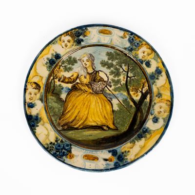 Lotto di Quattro Piattini in Ceramica Castelli
