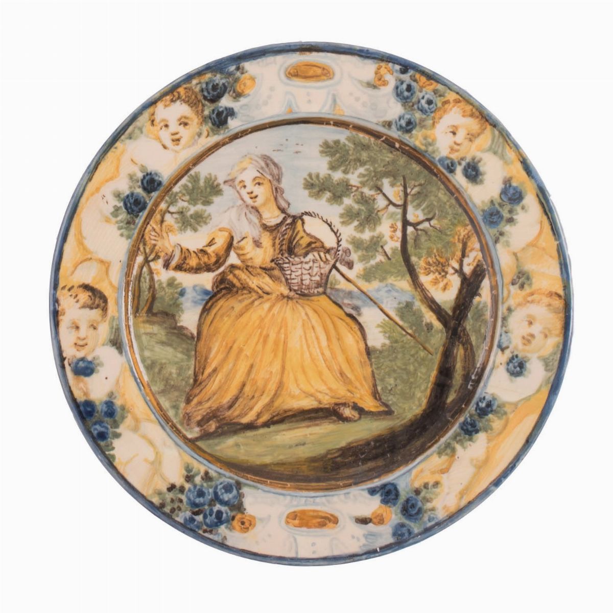 Manifattura di Castelli della Metà del XVIII Secolo - Lotto di Quattro Piattini in Ceramica Caste...