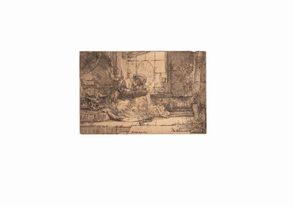 Rembrandt (da) - Madonna con bambino, gatto e serpente
