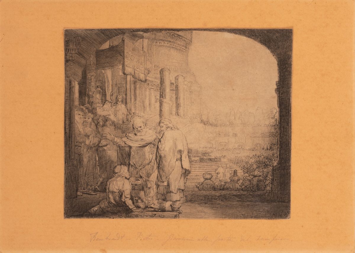Rembrandt (da) - Pietro e Giovanni Guariscono uno Storpio Davanti al Tempio