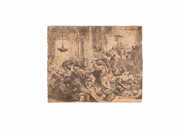 Rembrandt (da) - Gesù scaccia i mercanti dal tempio