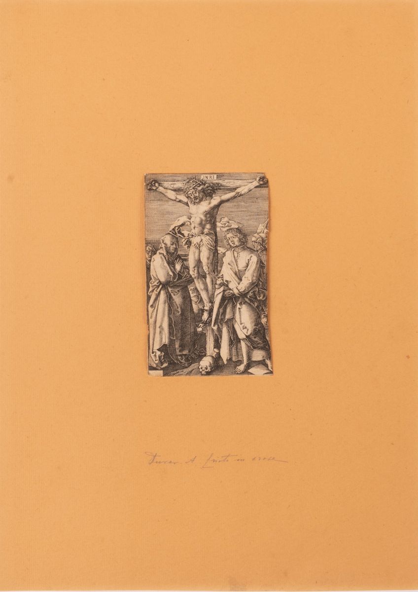 Marcantonio Raimondi - Incisione da Albrecht Durer Cristo in Croce tra la Vergine e San Giovanni