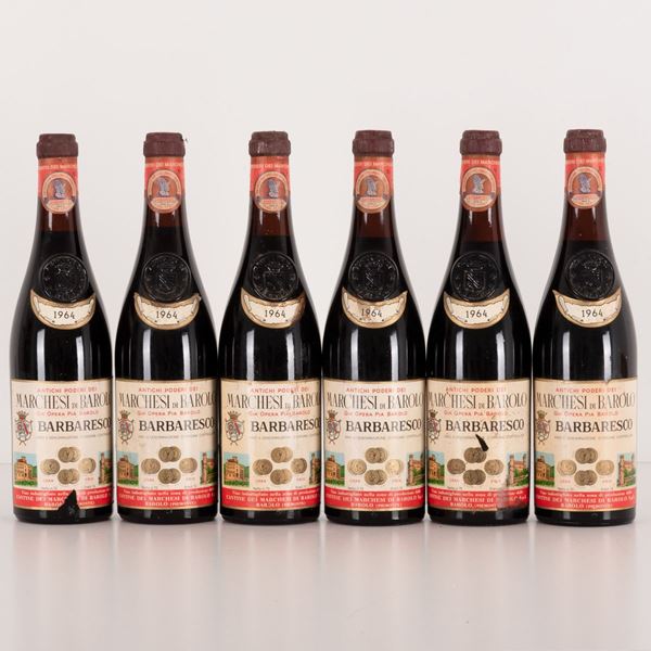 Lotto di 6 bottiglie Barbaresco Antichi Poderi dei Marchesi di Barolo già Opera Pia Barolo  (1964)  - Asta Asta 15: Vini pregiati e distillati - Gliubich Casa d'Aste