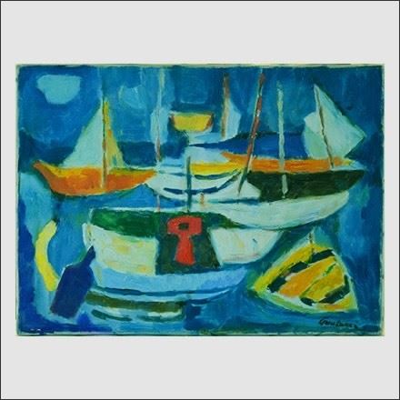 Enrico Paulucci : Barche  - Olio su tela - Asta Arte Moderna e Contemporanea - Gliubich Casa d'Aste
