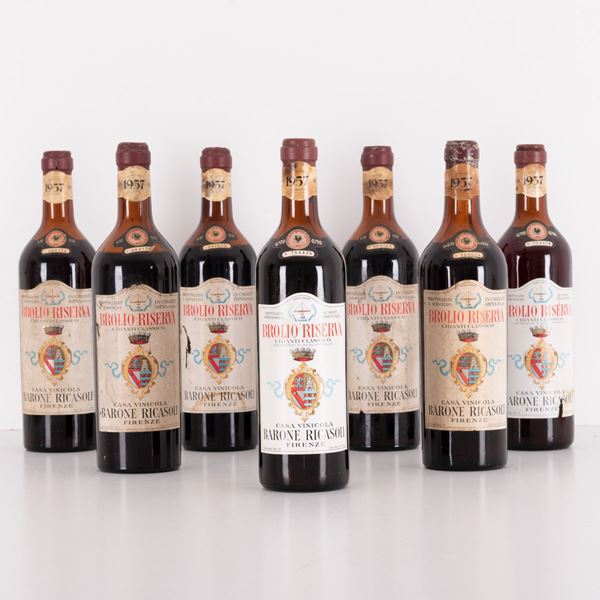 Lotto di 7 bottiglie Chianti Brolio riserva Casa Vinicola Barone Ricasoli  (1957)  - Asta Asta 15: Vini pregiati e distillati - Gliubich Casa d'Aste