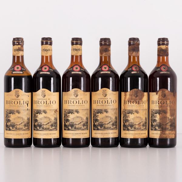Lotto di 6 bottiglie Chianti Brolio Casa Vinicola Barone Ricasoli  (1969)  - Auction Asta 11: Vini e Distillati - Gliubich Casa d'Aste