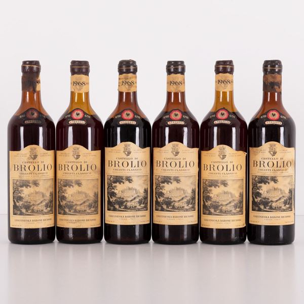 Lotto di 6 bottiglie Chianti Brolio Casa Vinicola Barone Ricasoli  (1968)  - Auction Asta 11: Vini e Distillati - Gliubich Casa d'Aste