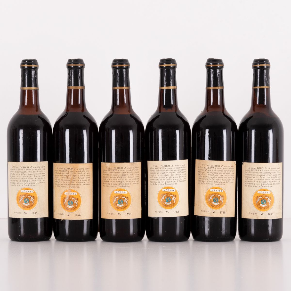 Lotto di 6 Bottiglie Barolo Riserva del Centenario Giuseppe Contratto
