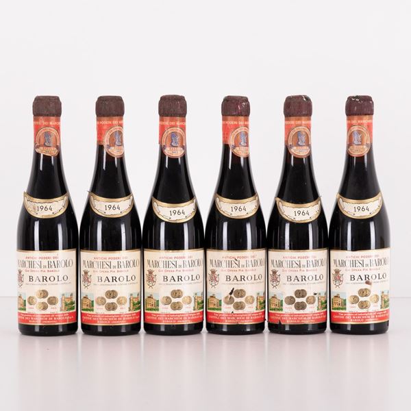 Lotto di 6 bottiglie Barolo Cl.34 Marchesi di Barolo  (1964)  - Asta Asta 15: Vini pregiati e distillati - Gliubich Casa d'Aste