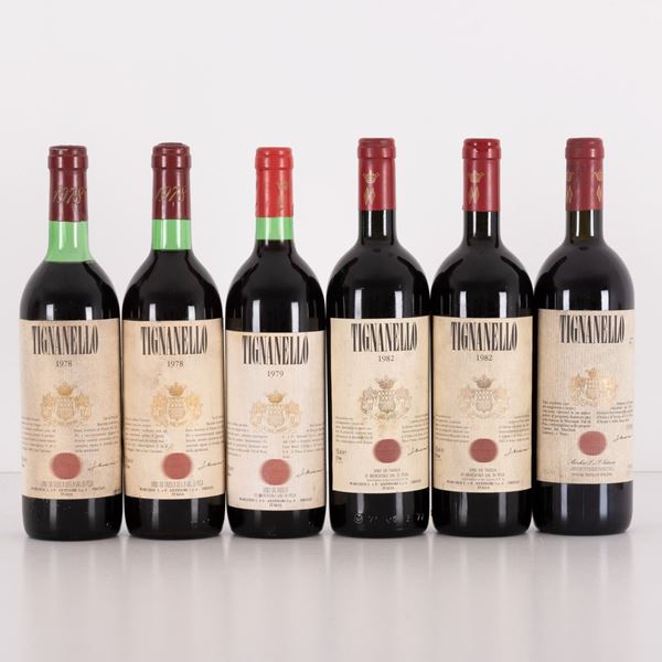 Lotto di 6 bottiglie Tignanello Villa Antinori