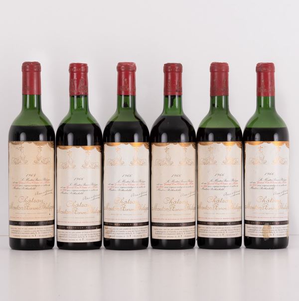Lotto di 6 bottiglie Baronne Philippe De Rothschild Chateau Mouton Baron Philippe  (1966)  - Auction Asta 11: Vini e Distillati - Gliubich Casa d'Aste
