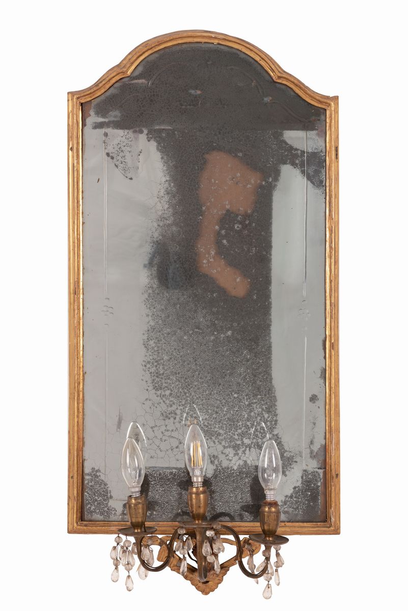 Quattro Specchiere Neoclassiche con Appliques in Legno e Metallo Dorato. Specchi Originali al Mer...