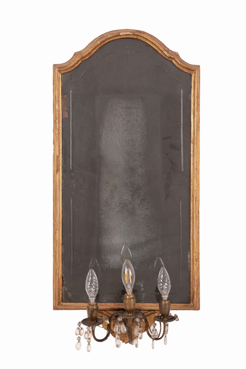 Quattro Specchiere Neoclassiche con Appliques in Legno e Metallo Dorato. Specchi Originali al Mer...