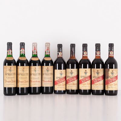 Lotto di 9 Bottiglie Chianti Spaletti