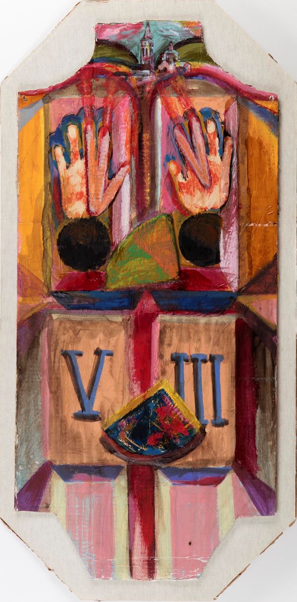 Bruno Ceccobelli : Sogno  - Tecnica mista su cartone - Asta Asta di Arte Moderna e Contemporanea - Gliubich Casa d'Aste