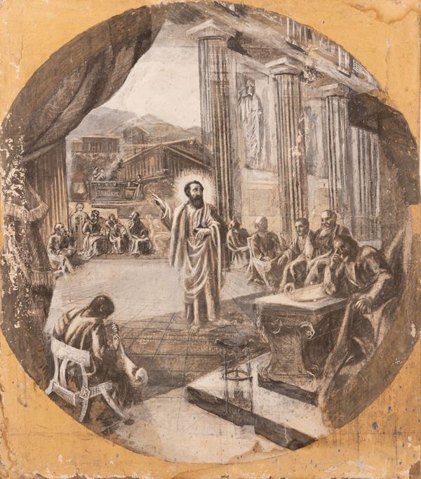 Enrico Bizzoni - Bozzetto S. Paolo che predica nell'aeropago