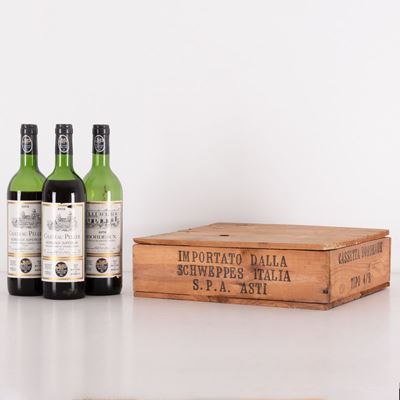 Lotto di 3 Bottiglie in Cassa di Legno Bordeaux Supérieur Chateau Pellier