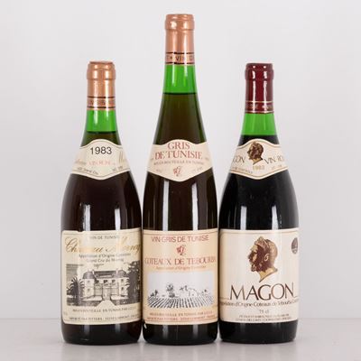 Lotto di 3 Bottiglie Vin De Tunisie