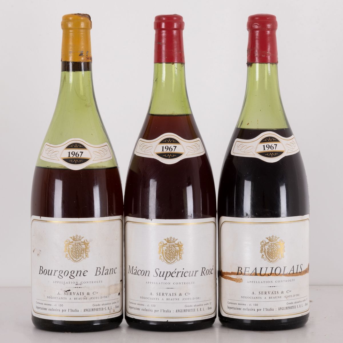 Lotto di 3 Bottiglie 1.5 L. in Cassa di Legno Macon Supérieur Rosé A. Servais & Cie