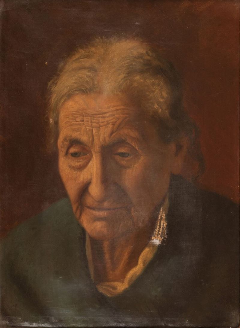 Anonimo del XIX Secolo, Emilio Rubei (attribuibile) - Ritratto di Vecchia Signora