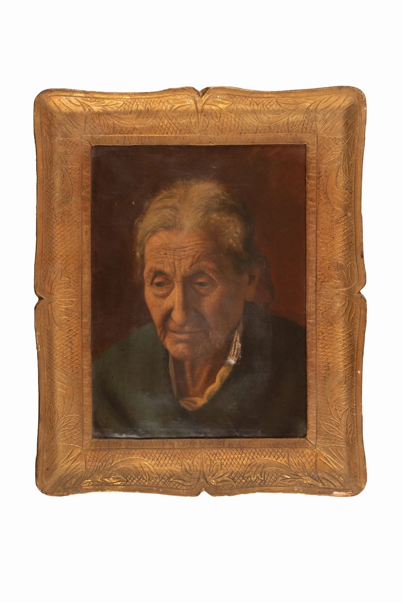 Anonimo del XIX Secolo, Emilio Rubei (attribuibile) - Ritratto di Vecchia Signora