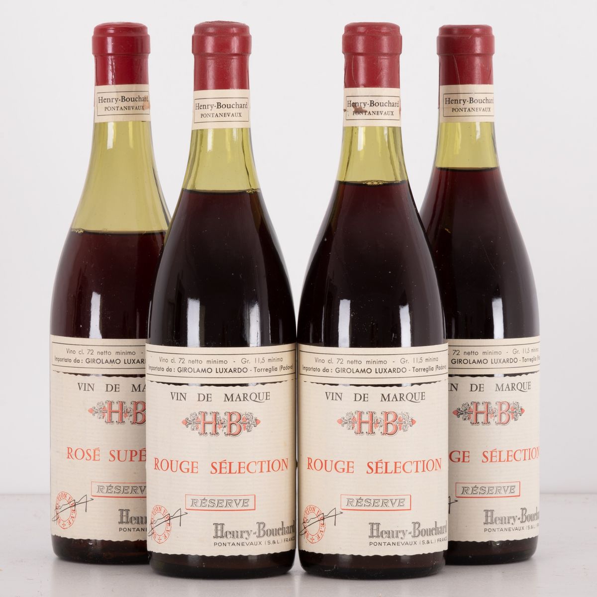 Lotto di 4 Bottiglie in Cassa di Legno Rosé Supérieur Réserve Henry-bouchard