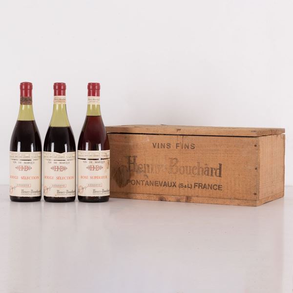 Lotto di 3 bottiglie in cassa di legno Rosé supérieur réserve Henry-Bouchard