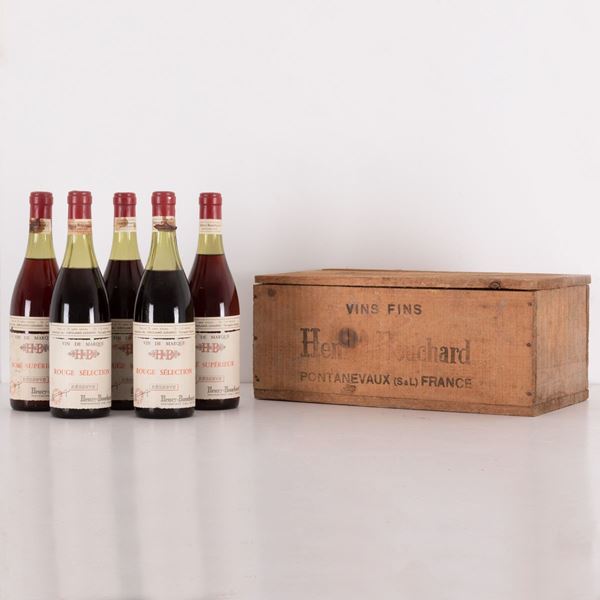 Lotto di 5 bottiglie in cassa di legno Rosé supérieur réserve Henry-Bouchard