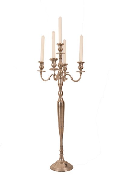 Candelabro a 5 Luci in Metallo Argentato