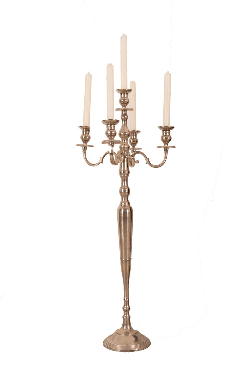 Candelabro a 5 Luci in Metallo Argentato